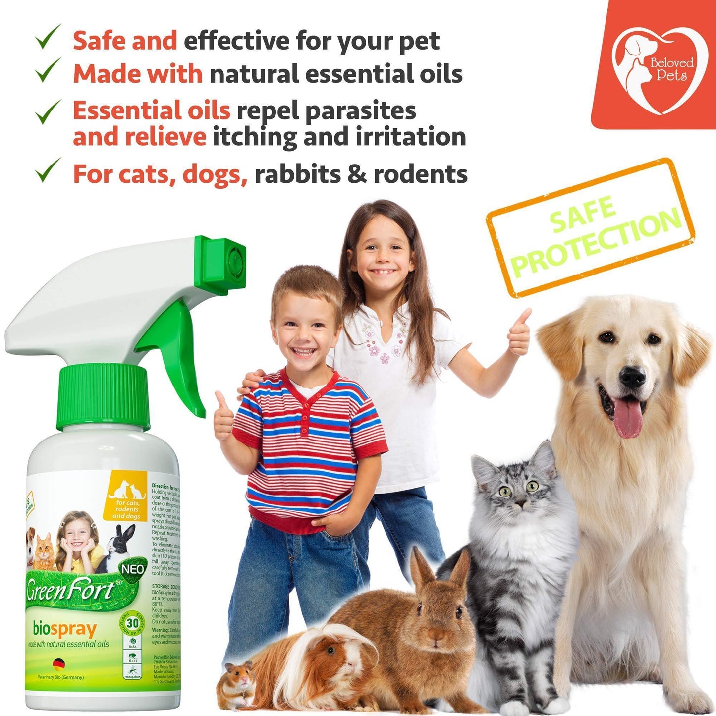 Natural Flea and Tick Home Spray for Dogs Cats Ferret Mosquito Bug Repellent Carpet Flea Killer Pet Pest Control House Flea Treatment Indoor Organic Prevention for Safe