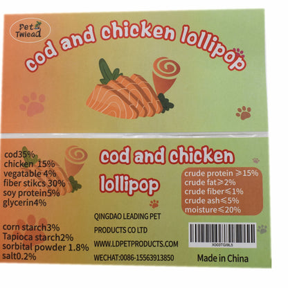 Cod And Chicken Lollipop Dog Food,Pet Treats Chicken And Green Vegetable Pet Food ,Organic Pet Snacks Dog Chews Deodorizing Clean Teeth,Dog Training Snacks,8oz