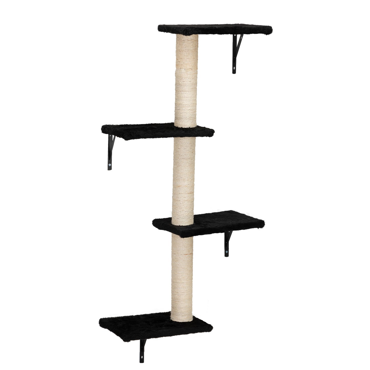 5 Pcs Wall Mounted Cat Climber Set;  Floating Cat Shelves and Perches;  Cat Activity Tree with Scratching Posts;  Modern Cat Furniture