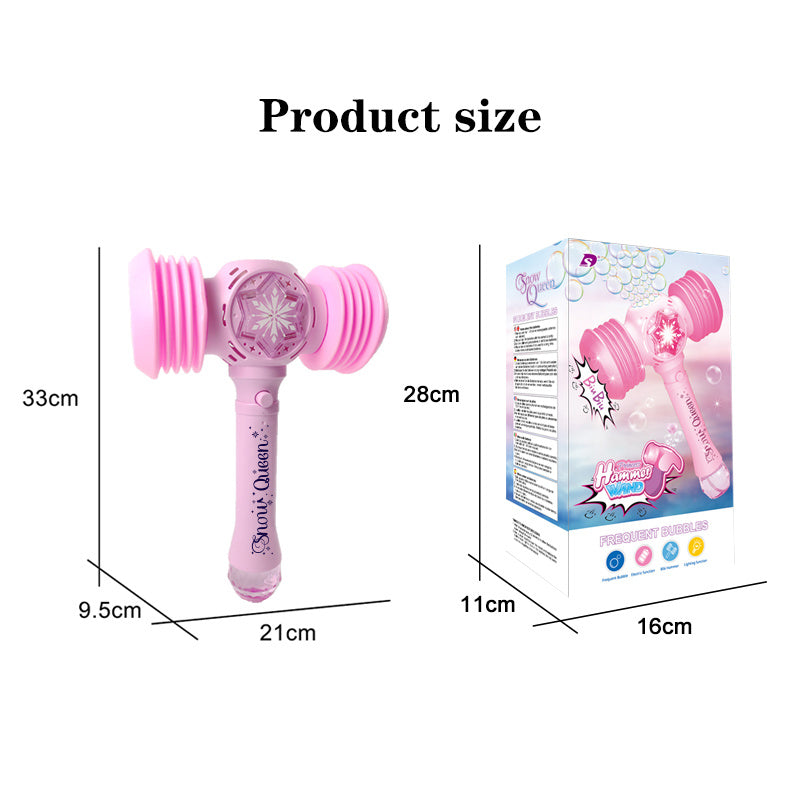 Kids Bubble Wand Blower Bubble Hammer, music and Light up automatic bubble machine, Girls outdoor Fun bubble toy, Birthday Party Easter Gift for 3-8 years old toddler Boys Girls (pink)