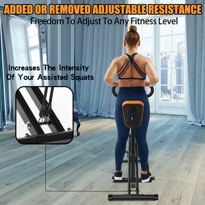 Squat Machine for Home, Assist Trainer for Glutes Workout Foldable with Resistance Bands, for Botty Glutes Butt Thighs, Ab Back/Leg Press Hip Thrust for Home Gym Fitness-Black