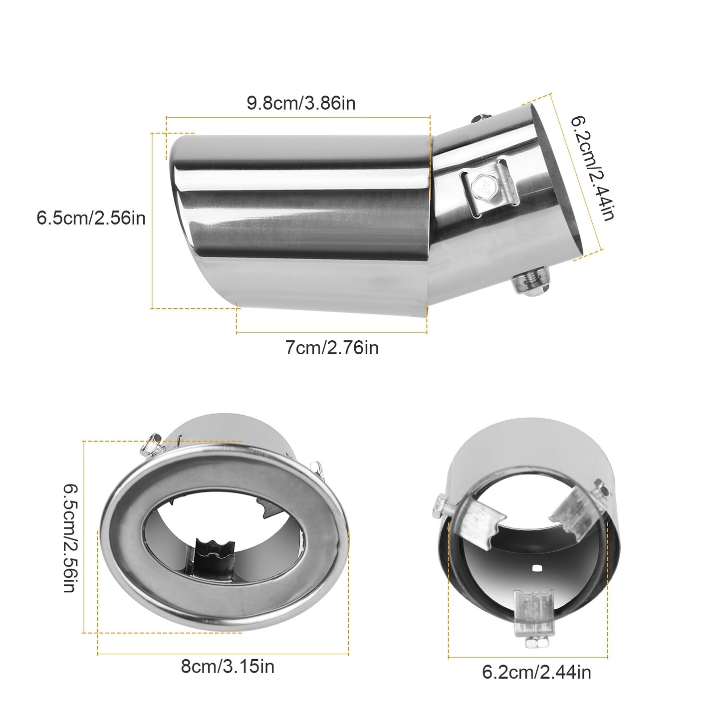 Car Rear Exhaust Pipe Tail Muffler Tip Stainless Steel Tail Muffler Universal Exhaust Tail Pipe Fit For Most Car Such As BYD F3 F5 Nissan Chevrolet