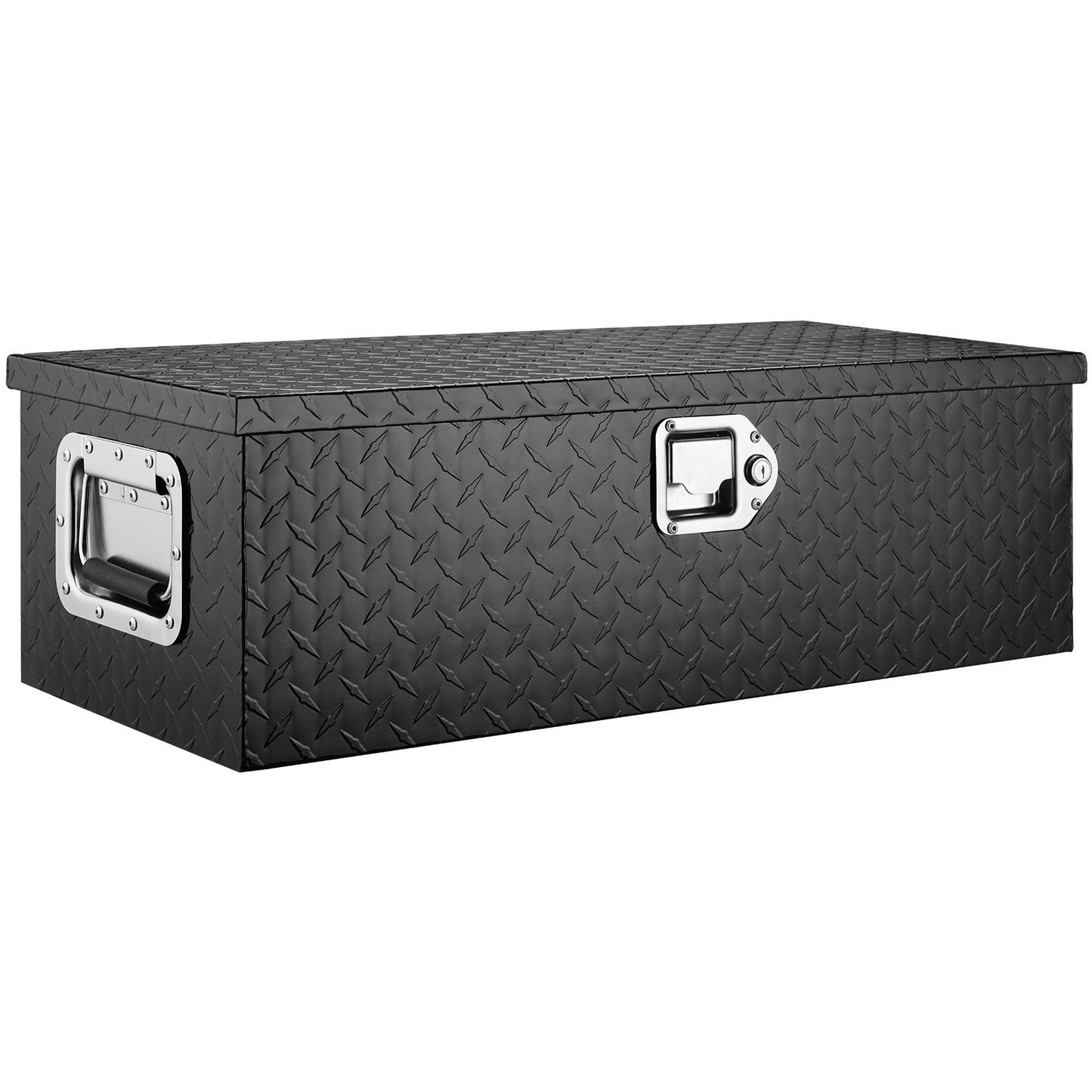 VEVOR Heavy Duty Aluminum Truck Bed Tool Box, Diamond Plate Tool Box with Side Handle and Lock Keys, Storage Tool Box Chest Box Organizer for Pickup, Truck Bed, RV, Trailer, 30"x13"x9.6", Black