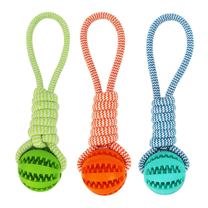 Dog Toys Treat Balls Interactive Hemp Rope Rubber Leaking Balls For Small Dogs Chewing Bite Resistant Toys Pet Tooth Cleaning Bite Resistant Toy Ball For Pet Dogs Puppy