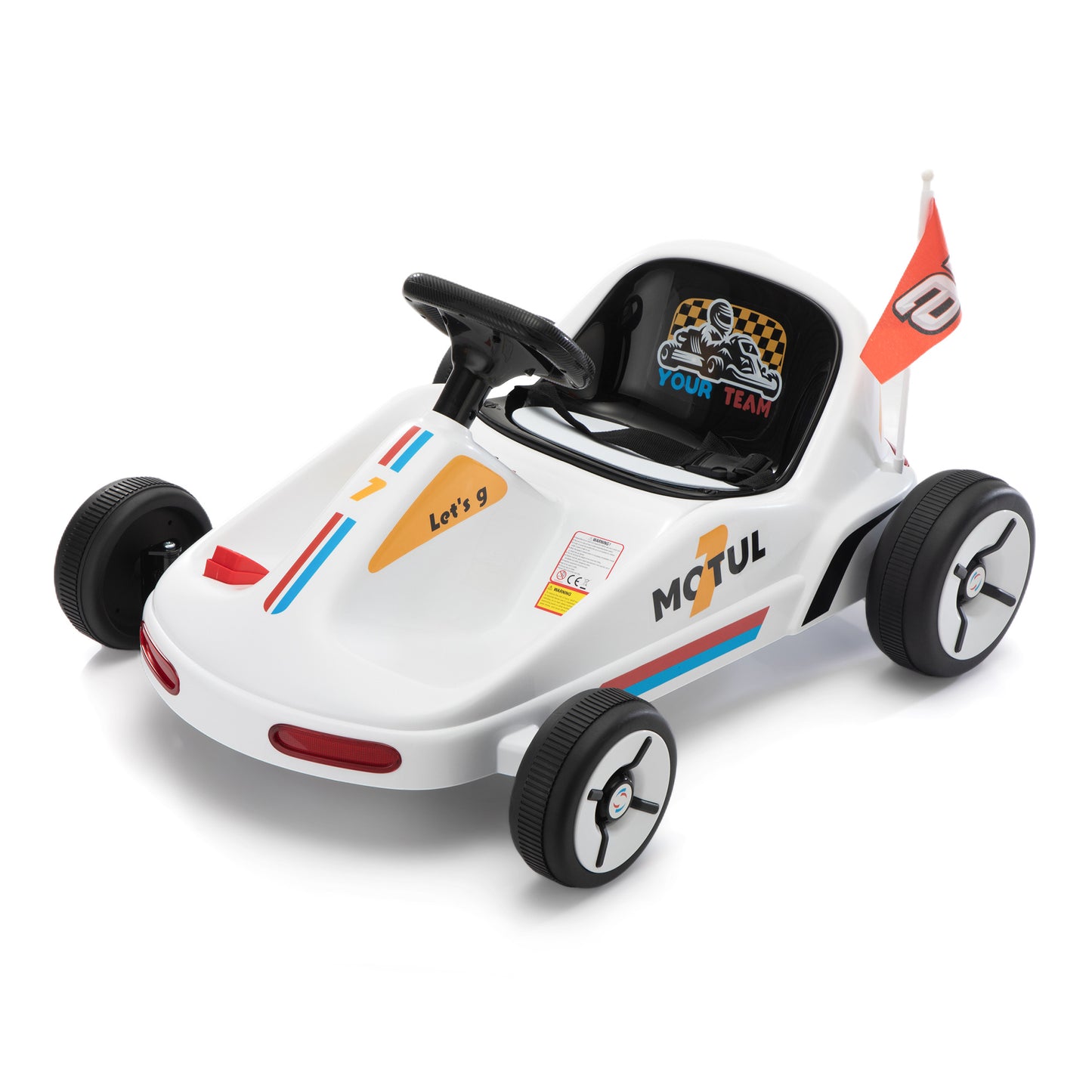 12V Kids Ride On Go Kart, Electric 4-Wheeler Car with Remote Control, Cushioned Seat, LED Lights, MP3 Music, Bluetooth, Pedal Control, Battery Powered Vehicle for 3-8 Years Old, White