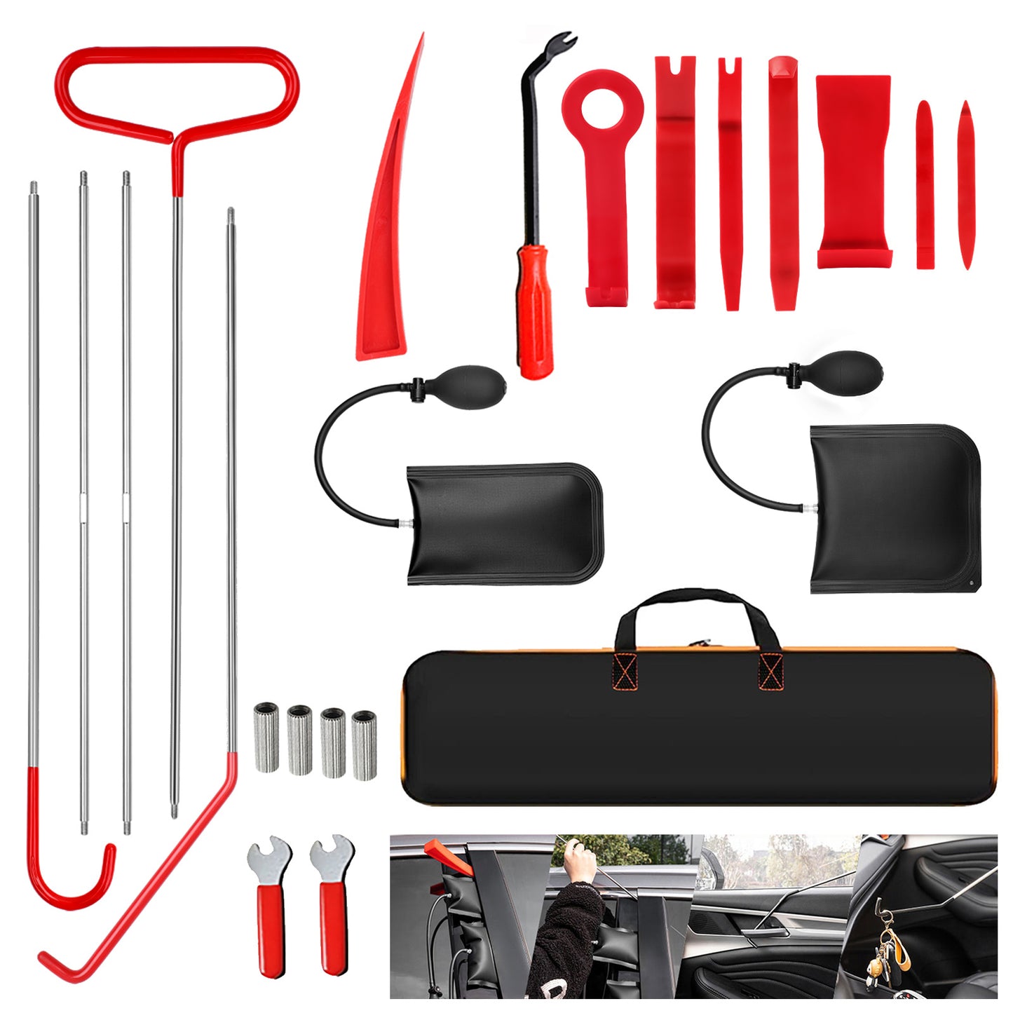 Car repair Tool Kit Portable car tool kit 23 pieces with carrying bag for cars and trucks