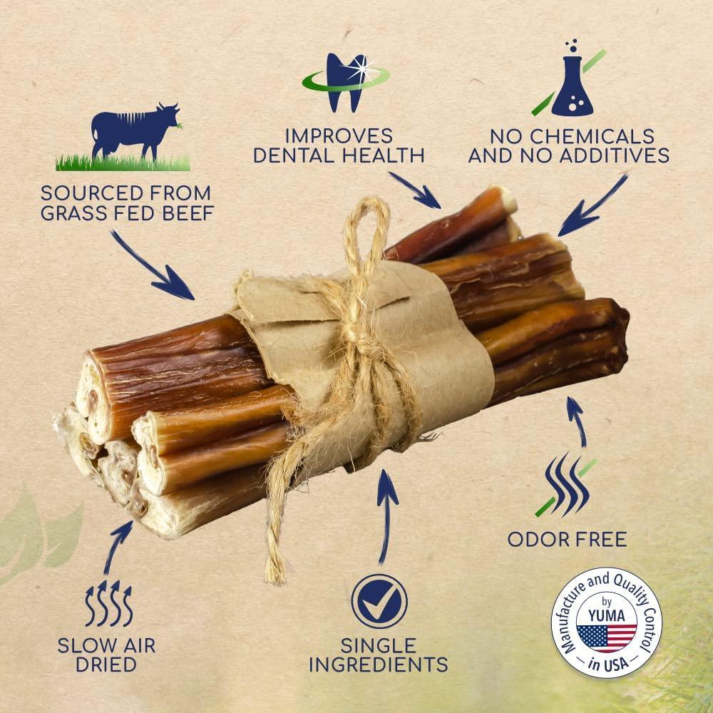 Natural Bully Sticks 6 inch Pack of 10 for Dogs for Intense Chewers Digestible Dog Treats Made of 100% Beef Dog Bully Sticks for Cleaner Teeth Long Lasting Dog Chews