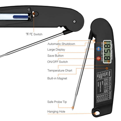 Digital Cooking Meat Thermometer Instant Read Food Steak Oven Smoker BBQ Grill Meat Thermometer Barbecue Accessories For Oven Grill BBQ Smoker Rotisserie Kitchen