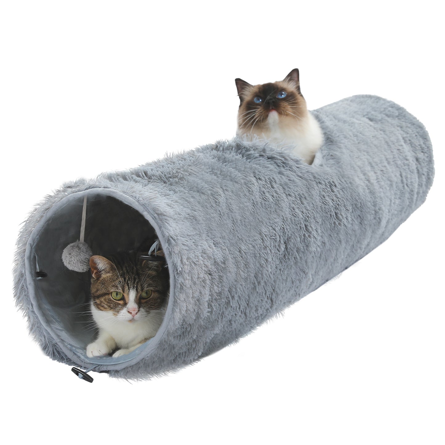 Large Cat Tunnel, 44.9 Inches Long Collapsible Cat Tube 9.8 Inches in Diameter, Collapsible Fluffy Plush Cat Toys for Indoor Cat,Rabbits and Puppies(Unable to ship on weekends, please be careful when