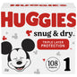 Huggies Snug & Dry Baby Diapers Size 1;  Count 108