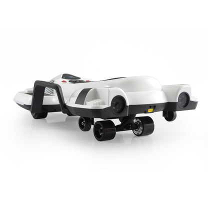 Electric Kids Racing Car with Music and Lights, White