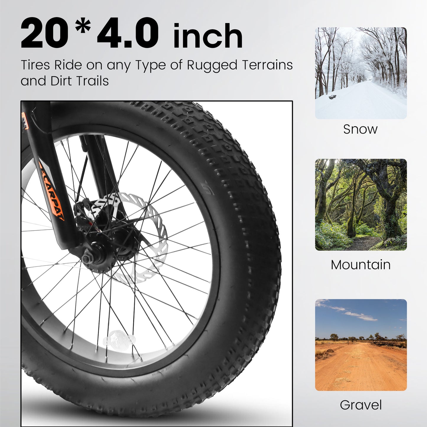 A20316 20 Inch Fat Tire Bike Adult/Youth Full Shimano 7 Speed Mountain Bike, Dual Disc Brake, High-Carbon Steel Frame, Front Suspension, Mountain Trail Bike, Urban Commuter City Bicycle,Fat tire bike