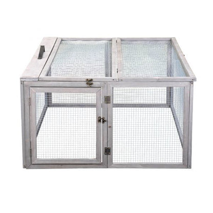 Folding Rabbit Hutch with Roosting Bar;  Wood Collapsible Guinea Chick Run;  Outdoor Bunny Cage;  Portable XH