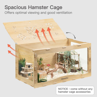 MEWOOFUN Large Hamster Cage Wooden Hamster for Syrian Hamster Without Accessorie