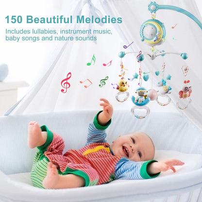 Baby Musical Crib Bed Bell Rotating Mobile Star Projection Nursery Light Baby Rattle Toy