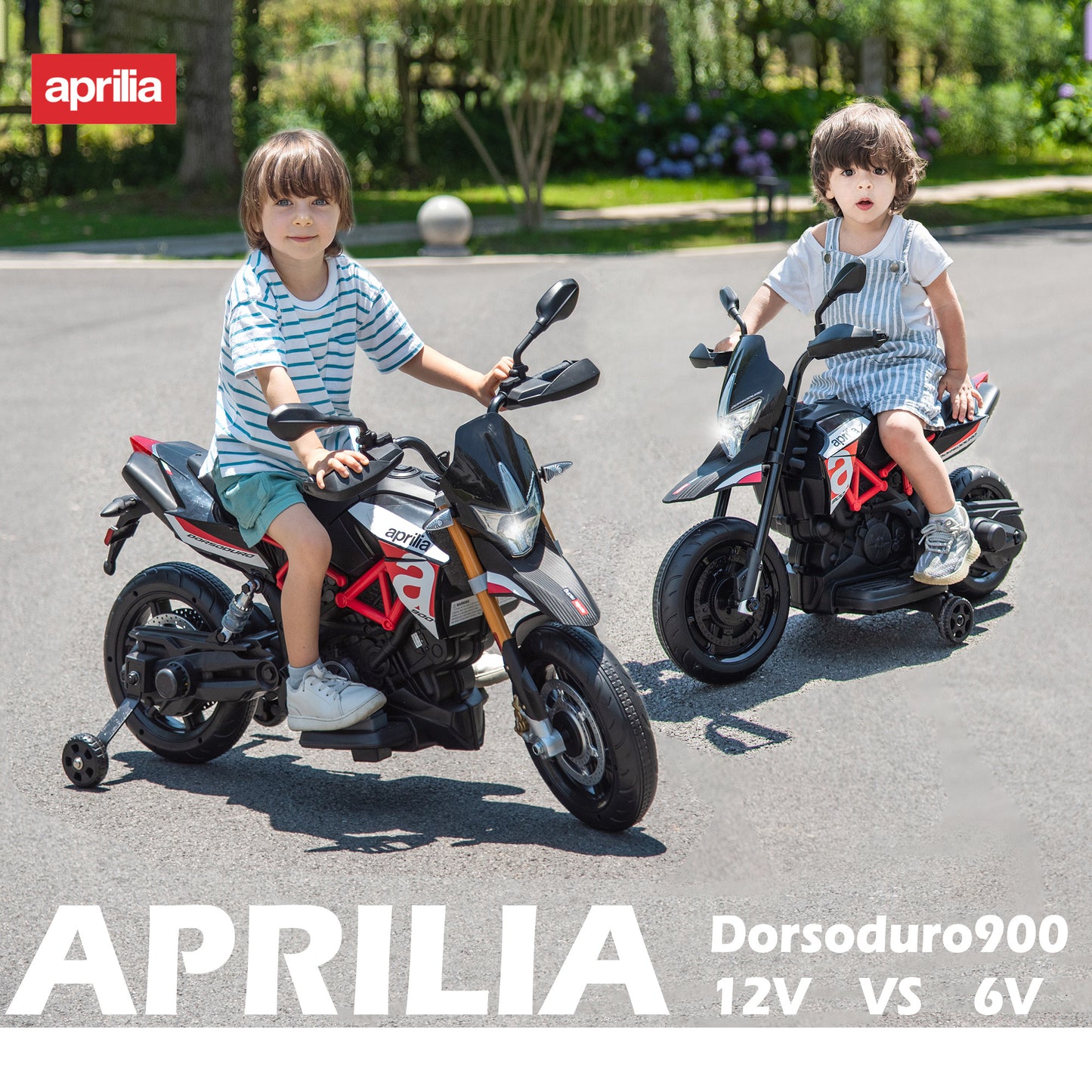 Red, Licensed Aprilia Electric Motorcycle, 6V Kids Motorcycle, Ride On Toy w/Training Wheels, LED Lights, Sounds & Music, Battery Powered Dirt Bike for Boys & Girls