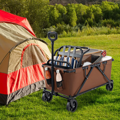 Collapsible Folding Wagon Cart with Adjustable Handlebar