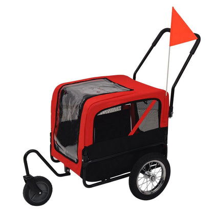 2-in-1 Pet Bike Trailer & Jogging Stroller Red and Black