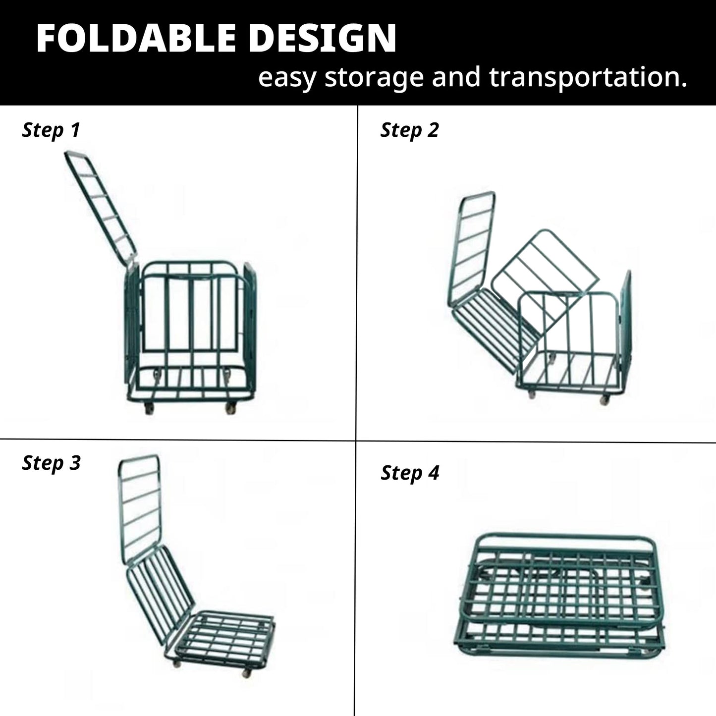 Foldable Mental Sports Ball Storage Cart Rolling Ball Cart with Lid and Wheels Large Capacity Basketballs Organizer for Gym, School, Club, Indoor and Outdoor Equipment Organization