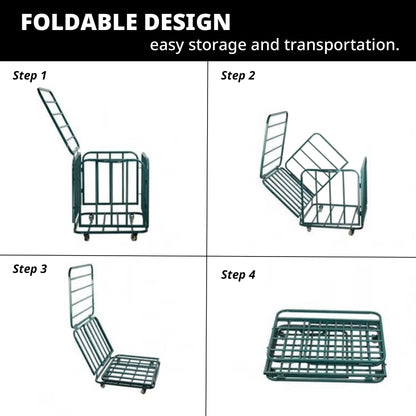 Foldable Mental Sports Ball Storage Cart Rolling Ball Cart with Lid and Wheels Large Capacity Basketballs Organizer for Gym, School, Club, Indoor and Outdoor Equipment Organization