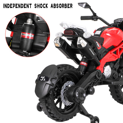 Electric Motorcycle for Kids, kids ride on motorcycle, Tamco 12V Electric Dirt Bike with Training Wheels, Hand Racing Foot Brake,PU seat, Ride on Motorcycle for 3~6 years Boys Girls gift