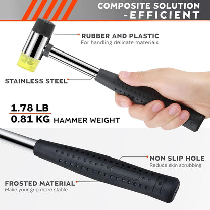 Double Faced Small Rubber Mallet Hammer Tool 25mm Non Marring Hammer Tapping Block for Ring Stretcher Finger Ring Size Mallet Rubber Small Hammer for Crafts