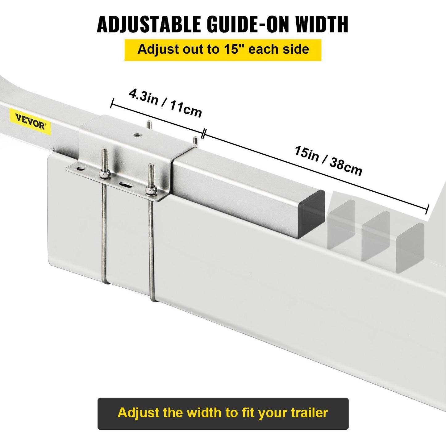 VEVOR Boat Trailer Guide-on, 22", 2PCS Steel Trailer Post Guide ons, with White PVC Tube Covers, Complete Mounting Accessories Included, for Ski Boat, Fishing Boat or Sailboat Trailer