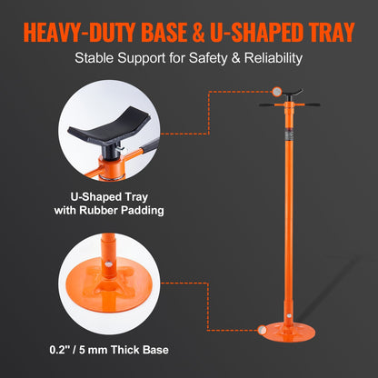 VEVOR Underhoist Support Stand, 3/4 Ton Capacity Under Hoist Jack Stand, Lifting from 52.8" to 76", Bearing Mounted Spin Handle Pole Jack, Self-Locking Threaded Screw, Support Vehicle Components