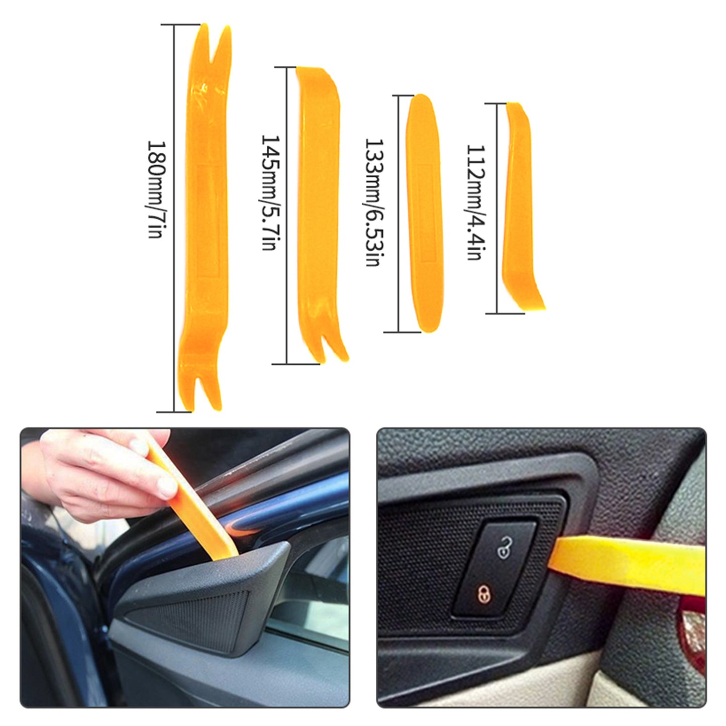 Stainless steel long distance car emergency key hook tool Triangle handle yellow warping plate 18-piece set wedge airbag wrench combination tool