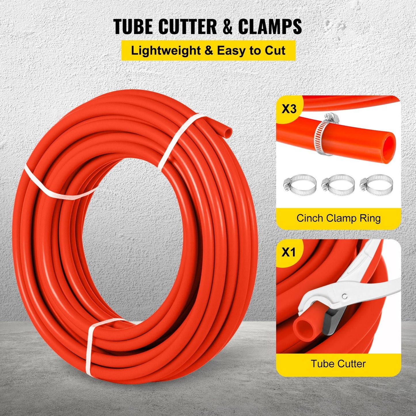 VEVOR Oxygen Barrier 1/2 Inch 300 Feet Tube Coil EVOH PEX-B Pipe, for Residential Commercial Radiant Floor Heating, Red