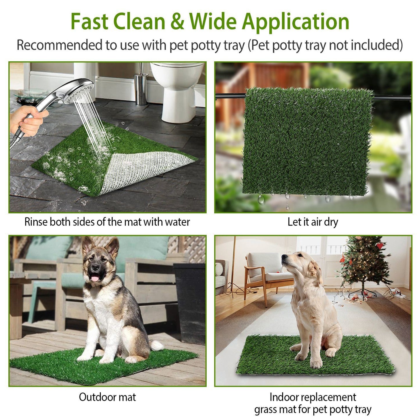 23.23x18.12' Replacement Grass Mat For Pet Potty Tray Dog Pee Potty Grass Turf Pad Fast Drainage Easy Cleaning