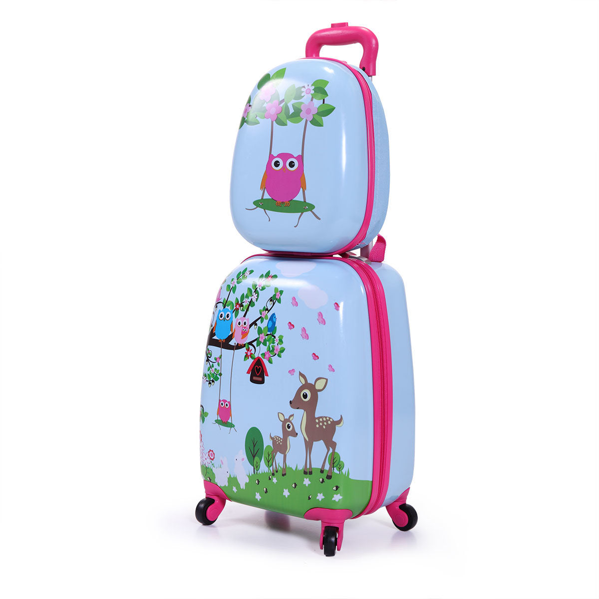 2 PCS Kids Luggage Set, 12\" Backpack and 16\" Spinner Case with 4 Universal Wheels, Travel Suitcase for Boys Girls