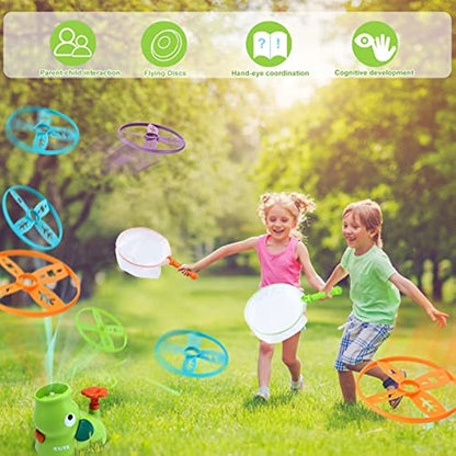 Outdoor Toys for Kids Ages 4-8: Elephant Butterfly Catching Game - Toddler Chasing Toy 3 4 5 6 7 Year Old Boys Girl Flying Spinner Toy Disc Rocket Launcher Kid Age 8-12 Gifts Fun Family Outside Games