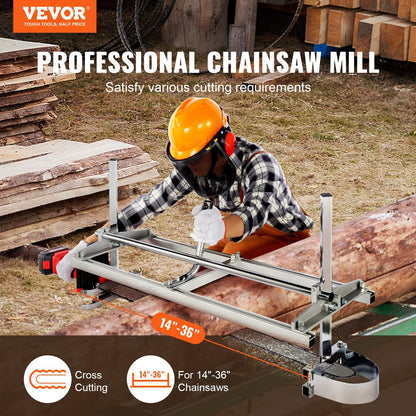 VEVOR Chainsaw Mill, Portable Sawmill 14"-36" Guide Bar, Galvanized Steel Chainsaw Planking Mill with 0.2"-11.81" Cutting Thickness, Wood Lumber Cross Cutting Saw Mill for Builders and Woodworkers