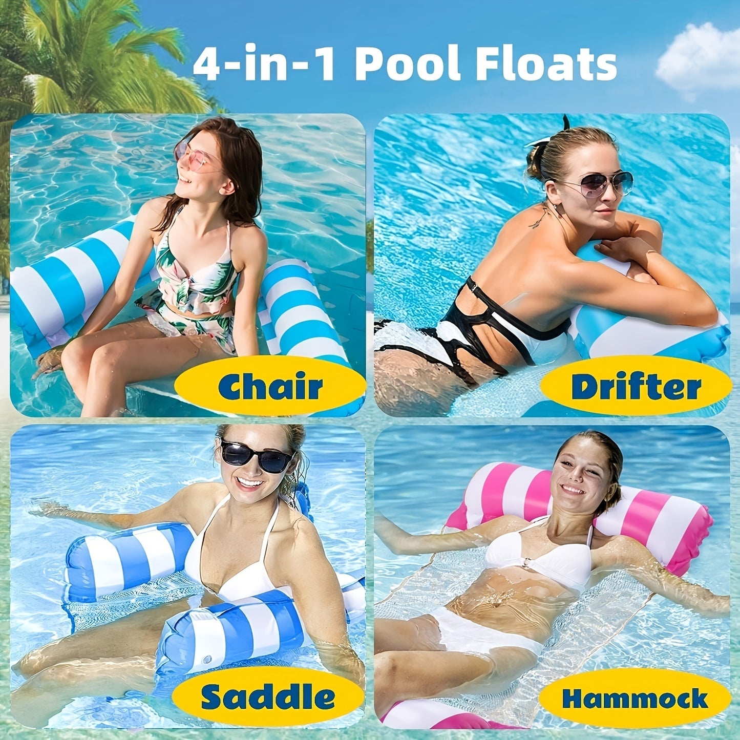 Inflatable Float Hammock; Water Lounges Accessories For Swimming Pool Beach Summer