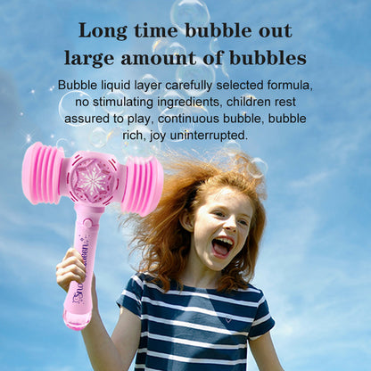 Kids Bubble Wand Blower Bubble Hammer, music and Light up automatic bubble machine, Girls outdoor Fun bubble toy, Birthday Party Easter Gift for 3-8 years old toddler Boys Girls (pink)