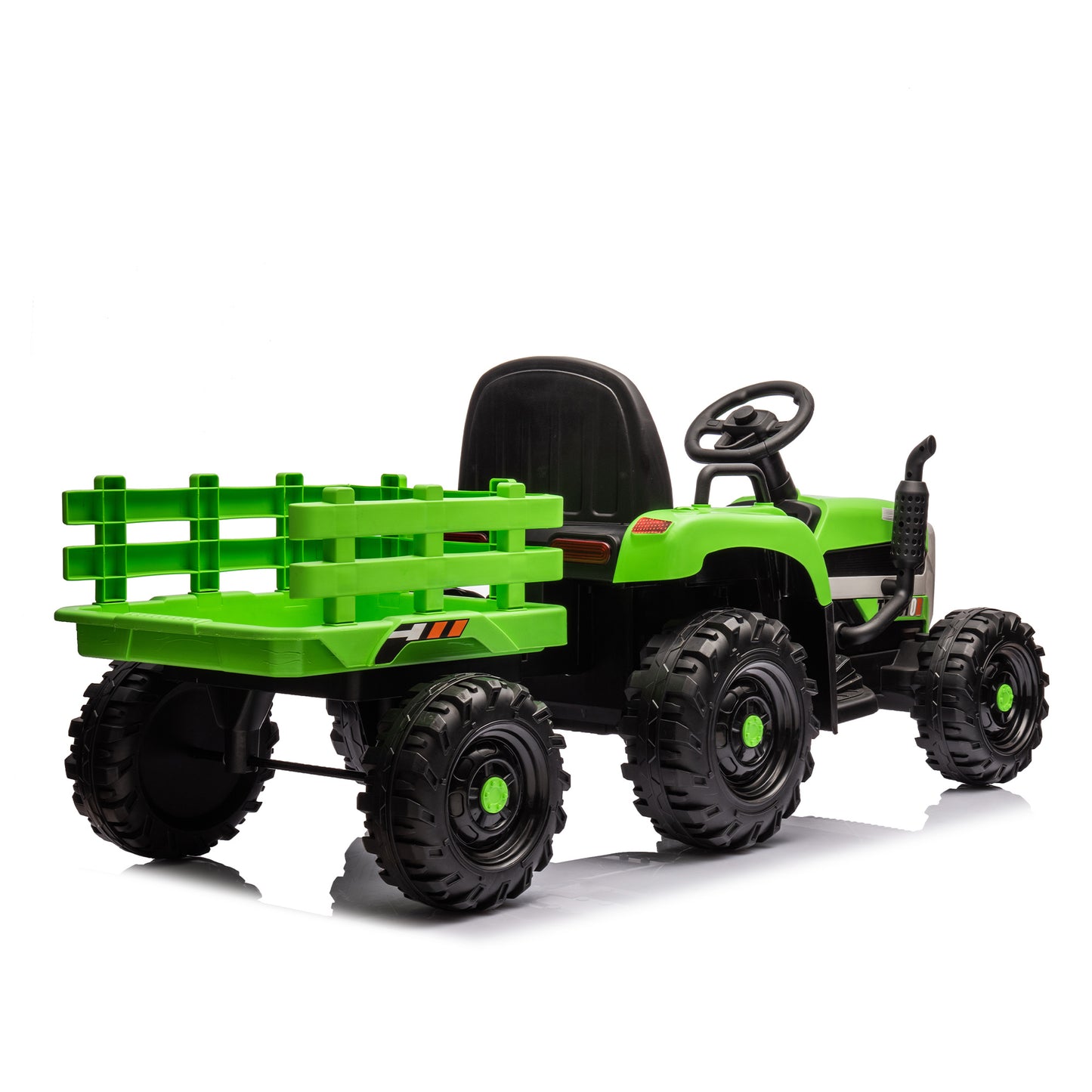 Ride on Tractor with Trailer,24V Battery Powered Electric Tractor Toy, 200w*2motor 1.86-4.97MPH/Remote Control,electric car for kids,Three speed adjustable,USB,MP3 ,Bluetooth,LED light, safety belt