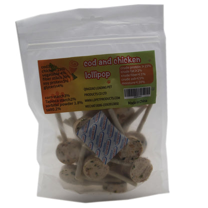 Cod And Chicken Lollipop Dog Food,Pet Treats Chicken And Green Vegetable Pet Food ,Organic Pet Snacks Dog Chews Deodorizing Clean Teeth,Dog Training Snacks,8oz