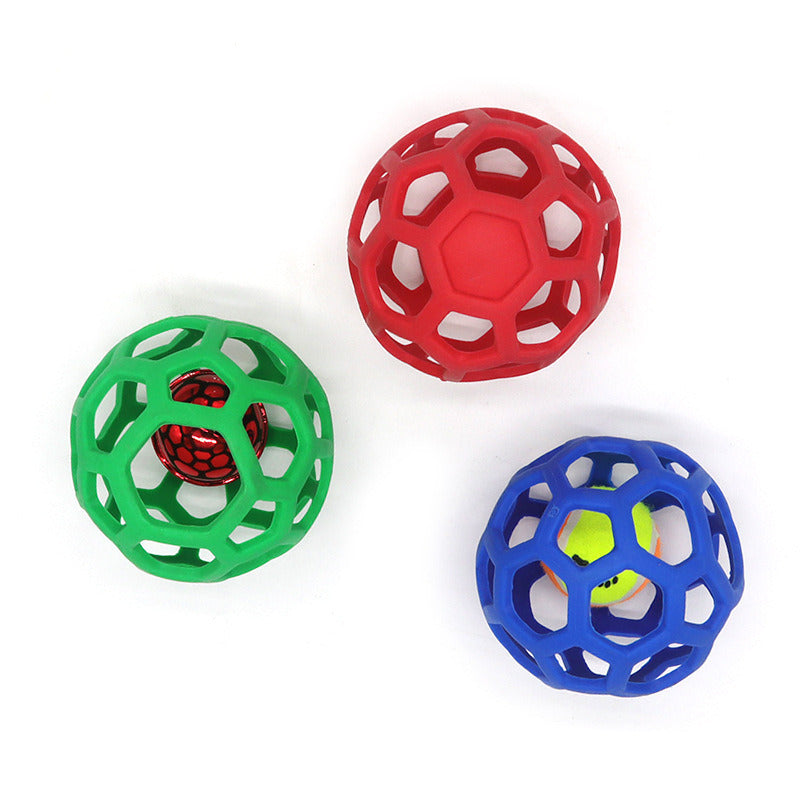 Dog toy hollow ball bite-resistant elastic rubber ball bell pet toy; Jingle Bell Toy Ball