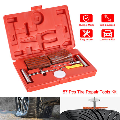 57 Pcs Universal Tire Repair Tools Kit Flat Tire Puncture Repair Tools for Cars Trucks