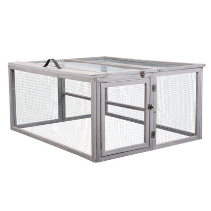 Folding Rabbit Hutch with Roosting Bar;  Wood Collapsible Guinea Chick Run;  Outdoor Bunny Cage;  Portable XH