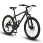 S24102 24 Inch Mountain Bike Boys Girls, Steel Frame, Shimano 21 Speed Mountain Bicycle with Daul Disc Brakes and Front Suspension MTB