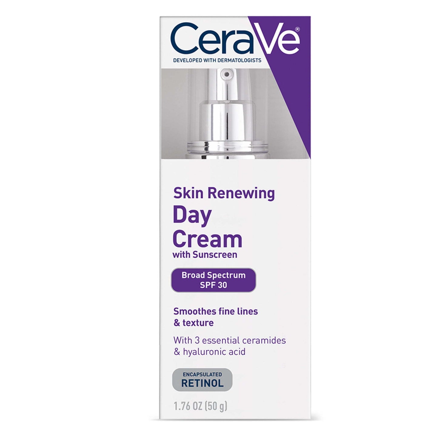 CeraVe Skin Renewing Anti Aging Retinol Cream, Face Moisturizer with SPF 30 1.7 fl oz