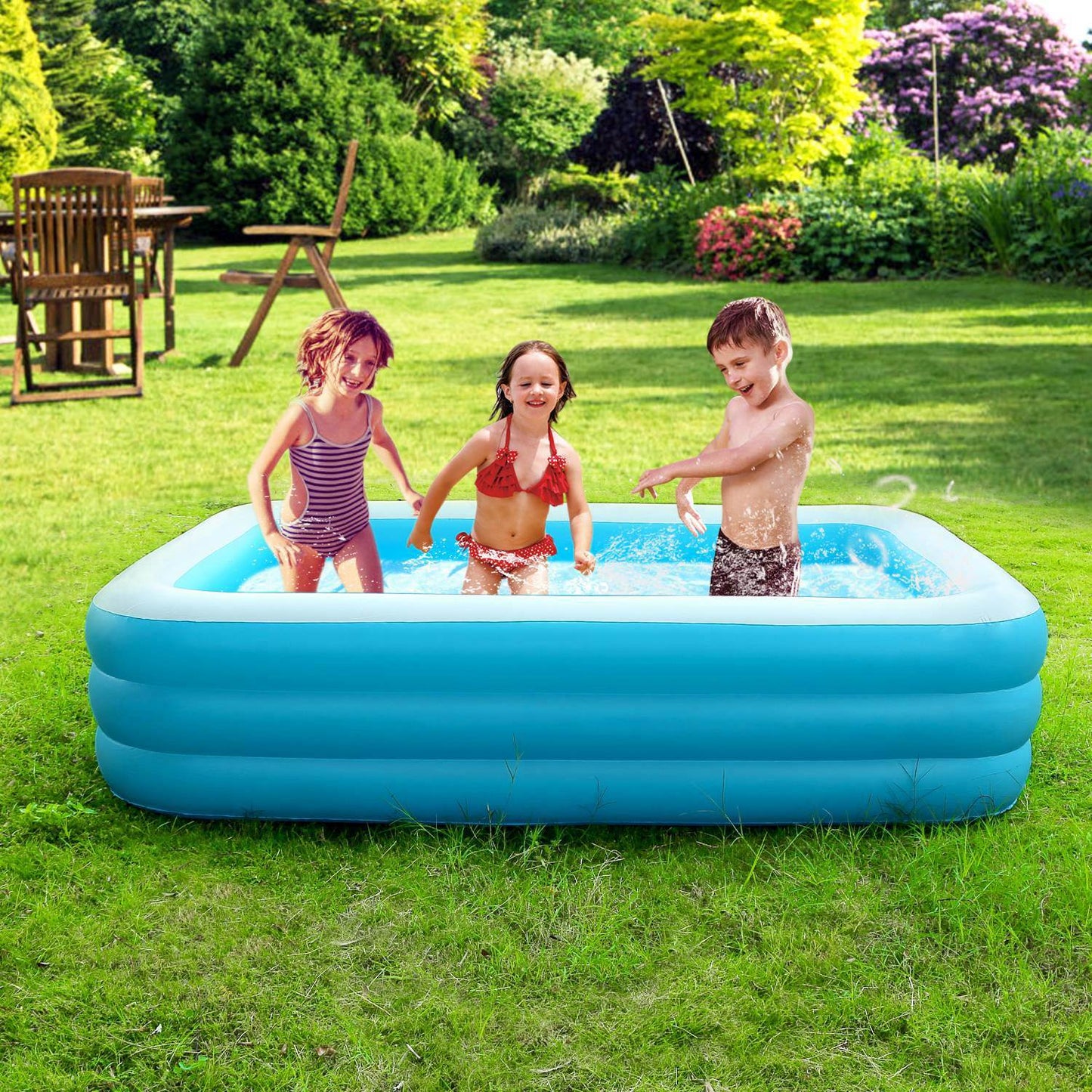 Inflatable Swimming Pools Family Swim Play Center Pool Blow up Kiddie Pool for Family Inflatable Lounge Pool for Kids Baby Adult Inflatable Water Ball Pool