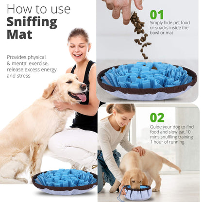 Adjustable Snuffle Foraging mat Dog Mental Puzzle Interactive Stimulation Toys for Smell Training and Slow Eating Stress Relief for Feeding Dog