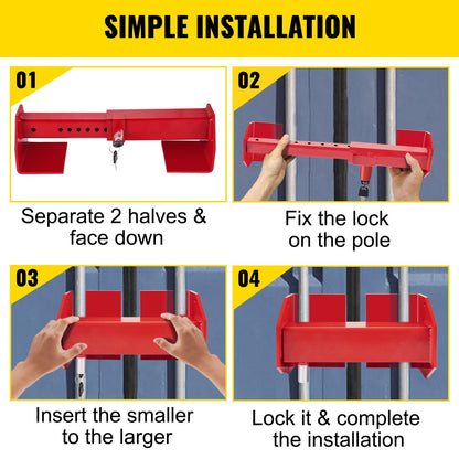 VEVOR Cargo Container Lock 9.84"-17.32" Locking Distance Semi Truck Door Locks with 2 Keys Shipping Container Accessories Red Powder-Coated with Spring Lock for Fixed Container(Large Size)