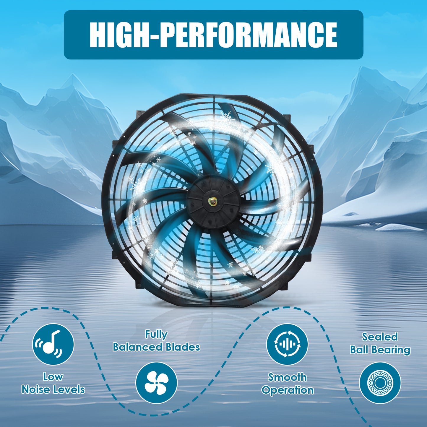 16" Universal Slim Fan Push Pull Electric Radiator Cooling 12V 120W w/ Mount Kit