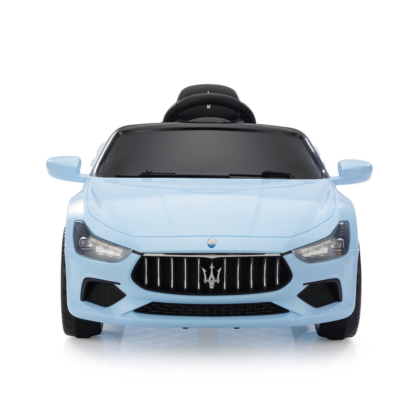 Maserati Ghibli Licensed 12V Kids Ride On Car, Battery Powered Electric Vehicle w/ 2.4G Remote Control, LED Lights, MP3 Music, USB, Horn, Children Age 3-6, Small, Light Blue and Black