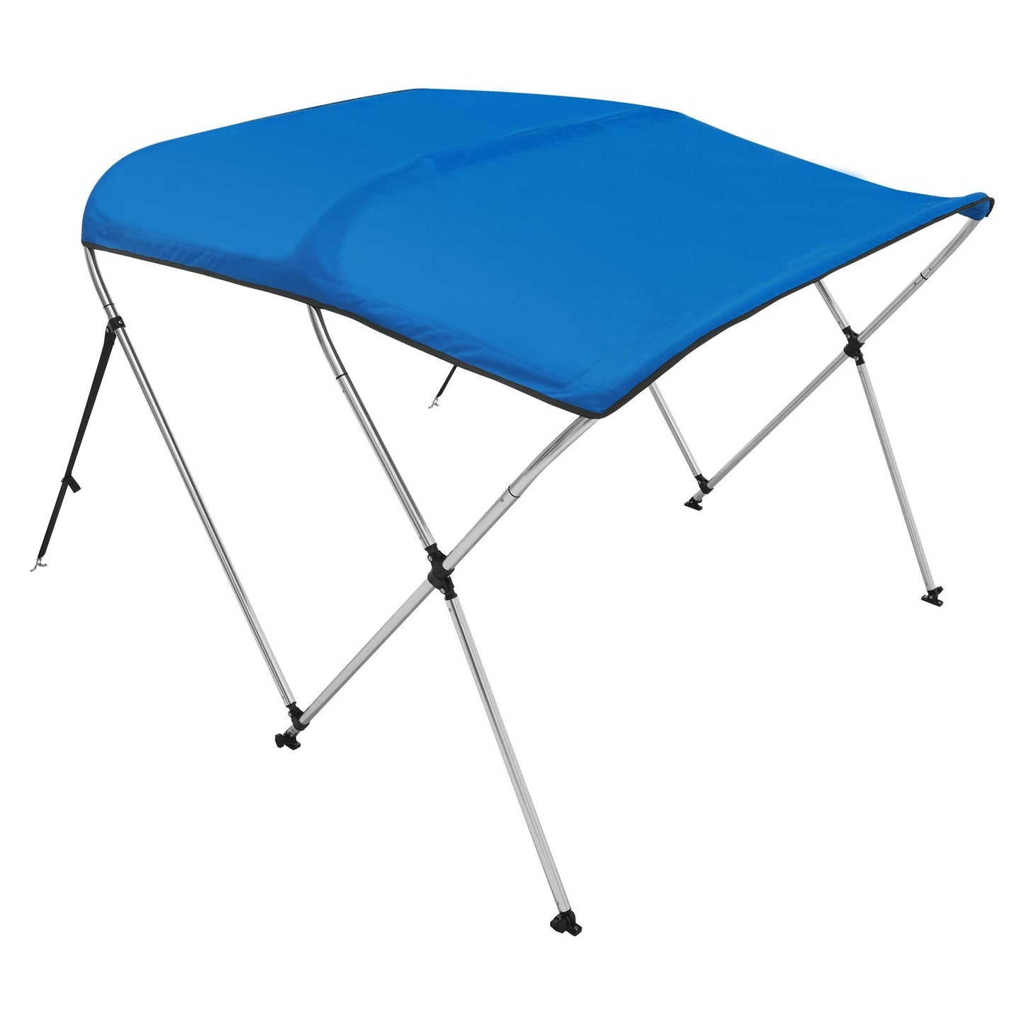 VEVOR 3 Bow Bimini Top Boat Cover, 900D Polyester Canopy with 1" Aluminum Alloy Frame, Waterproof and Sun Shade, Includes Storage Boot, 4 Straps, 2 Support Poles, 6'L x 46"H x 67"-72"W, Pacific Blue