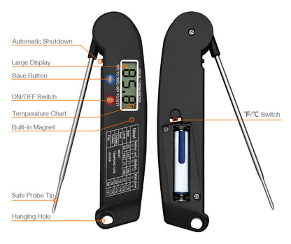 Digital Cooking Meat Thermometer Instant Read Food Steak Oven Smoker BBQ Grill Meat Thermometer Barbecue Accessories For Oven Grill BBQ Smoker Rotisserie Kitchen